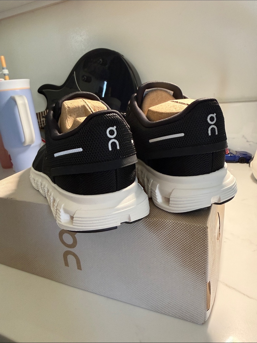 On Running Men's Black & White Cloud-Style Athletic Sneakers - Picture 5 of 6
